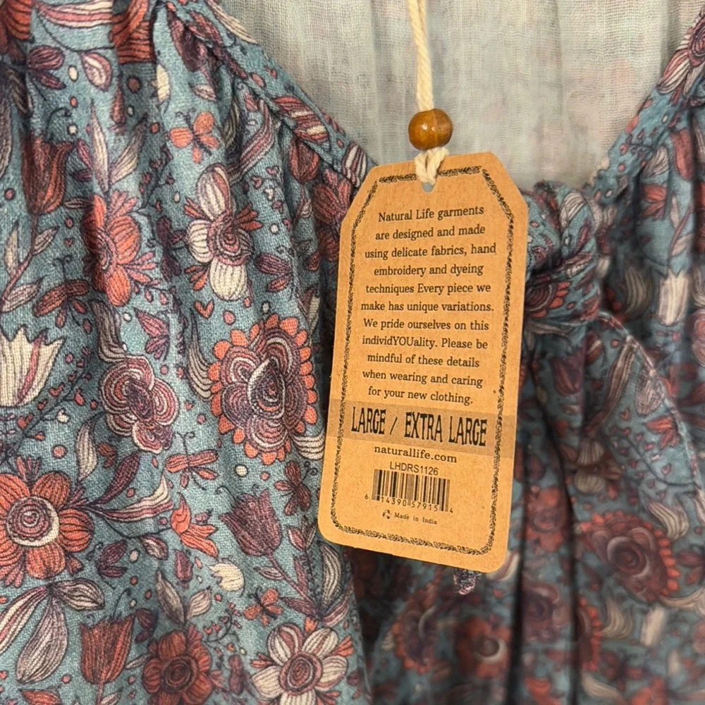 NATURAL LIFE Floral Midi Dress - Blue and Red - Picture 4 of 5